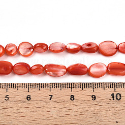 天然ホワイトシェルビーズ連売り  染め  ナゲット  トマト  5~17x4~17x2~7mm  穴：0.6mm  約41~54個/連  14.57~16.14インチ（37~41cm）&nbsp;SHEL-N036-21F