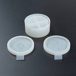 星座収納ボックスシリコンモールド  太陽と星のふた付き  DIY収納ボックス用  エポキシ樹脂uv樹脂ジュエリー作り  ホワイト  90mm  穴：40mm  内径：76mm&nbsp;AJEW-C003-01