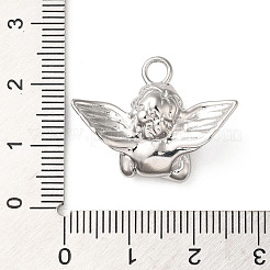 変色しない304ステンレススチールペンダント  天使のチャーム  ステンレス鋼色  19.5x25.5x8.5mm  穴：2.6mm&nbsp;STAS-Q252-28P