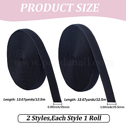 25m 2スタイルのポリエステルフックアンドループテープ  ブラック  25~25.5x1~1.3mm  12.5m /スタイル&nbsp;DIY-CY0003-65B-02