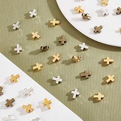 60個6色チベット風合金ビーズ  カドミウムフリー＆ニッケルフリー＆鉛フリー  クロス  ミックスカラー  15x12x5mm  10個/カラー&nbsp;TIBEB-HY0001-05