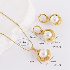 304 Stainless Steel Pendant Necklaces & Hoop Earrings Sets&nbsp;JP6443-3