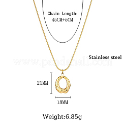 304ステンレススチールテクスチャリングペンダントネックレス  女性のために  18KGP本金メッキ  17.72インチ（45cm）&nbsp;IH1561-01