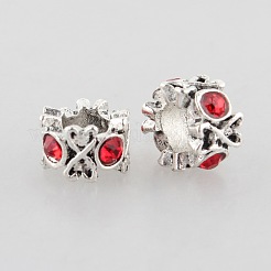 Mixed Style Antique Silver Zinc Alloy Rhinestone Large Hole Beads&nbsp;ALRI-L014-M