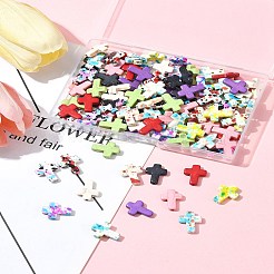 120色染め合成ターコイズビーズセット13個  クロス  ミックスカラー  15.5x12x3.5~4mm  穴：1~1.4mm&nbsp;G-FS0005-84