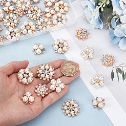 40個 5スタイル 合金ラインストーン カボション  花  ゴールドカラー  19~28x20~28x5.5~9.5mm  8個/スタイル&nbsp;FIND-GA0006-81