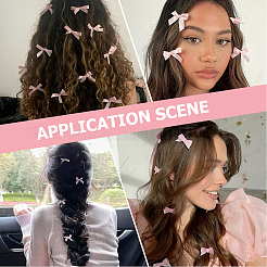 リボン蝶結びワニ口ヘアクリップ60個  鉄製のヘアクリップ付き  パールピンク  29~41x49~52x9~10.5mm&nbsp;PHAR-SC0001-008