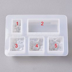 シリコンモールド  レジン型  UVレジン用  エポキシ樹脂ジュエリー作り  山  ホワイト  92x64x21mm  内寸：1：12x20mm  2：20x45mm  3/4/5：20x20mm&nbsp;DIY-WH0079-67