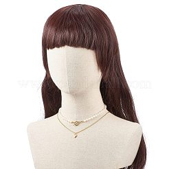 2 個 2 スタイル天然真珠ビーズ ネックレス セット  女性のための真鍮のハート チャーム スタッカブル ブレスレット  ゴールドカラー  15.9~17.80インチ（40.5~45.2cm）  1個/スタイル&nbsp;NJEW-JN04003