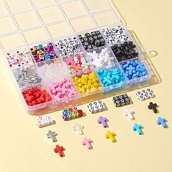 15 スタイル透明 & 不透明 & メッキアクリルビーズ  グリッターパウダー＆クラフトスタイル  クロスとキューブとフラットラウンドとクロス  ミックスカラー  6~16x6~12x4~6mm  430個/箱&nbsp;OACR-FS0001-13
