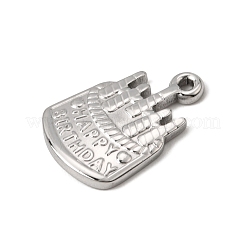 誕生日用304ステンレススチール製ペンダント  ハッピーバースデーケーキチャーム  ステンレス鋼色  22x15x2mm  穴：1.6mm&nbsp;SA-CBA9B1E-09P