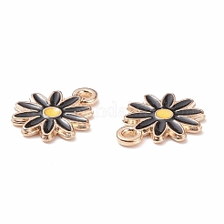 合金エナメルチャーム  菊  ライトゴールド  ブラック  13x9x1mm  穴：1.4mm&nbsp;ENAM-N047-I02
