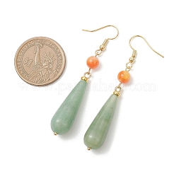 Natural Green Aventurine Teardrop Dangle Earrings&nbsp;EJEW-JE06848-01