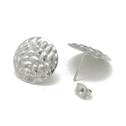 変色しない304ステンレススチールスタッドピアス金具  カン付き  フラットラウンド  ステンレス鋼色  16mm  穴：1.4mm  ピン：0.8mm&nbsp;STAS-Q225-02A