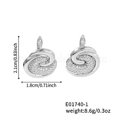 French Style Brass Clear Cubic Zirconia Swirl Stud Earrings&nbsp;HY3681-1