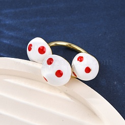 Brass Enamel Open Cuff Rings for Women&nbsp;RJEW-U057-23G
