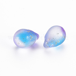 Two Tone Transparent Spray Painted Glass Charms&nbsp;GLAA-T016-37-F01