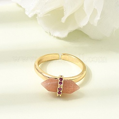 Brass Micro Pave Cubic Zirconia Cuff Open Rings for Women&nbsp;GG-CBA0B5A-03G-06