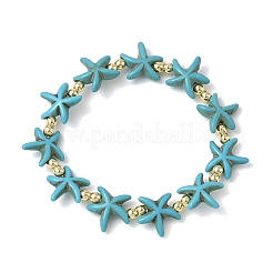 Synthetic Turquoise & Non-magnetic Hematite Beads Stretch Bracelets for Women Men&nbsp;BJEW-JB13726-02
