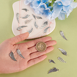 100pcs10スタイルチベットスタイルアロイペンダント  ウイング  カドミウムフリー＆鉛フリー  アンティークシルバー  17x5x1mm  穴：2mm  10個/スタイル&nbsp;TIBEP-CJ0001-58