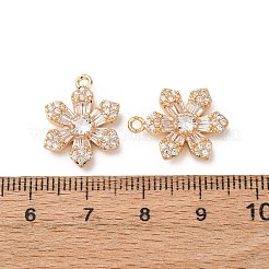 真鍮製マイクロパヴェキュービックジルコニアペンダント  花のチャーム  18KGP本金メッキ  18x13.5x3.5mm  穴：1.6mm&nbsp;ZIRC-L105-04C-G