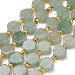 天然石グリーンアベンチュリンビーズ連売り  六角  シードビーズで  10x11x5mm  穴：0.9mm  約15個/連  7.68''（19.5センチメートル）&nbsp;G-F833-B02-01