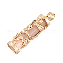 合成蓄光石柱ペンダント  暗闇で光る  金メッキ合金ドラゴンラップチャーム  ピンク  35.5x10.5mm  穴：6x4.5mm&nbsp;FIND-C058-01G-01