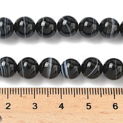 天然黒縞瑪瑙/バンデットアゲートビーズ連売り  ラウンド  染め＆加熱  グレードA  8.5mm  穴：0.8mm  約47個/連  14.96''（38センチメートル）&nbsp;G-C267-C01-8mm