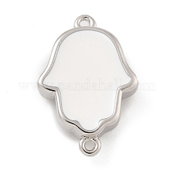 Rack Plating Brass Enamel Religion Hamsa Hand Connector Charms&nbsp;KK-A234-020-P