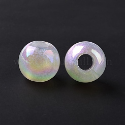 Abs 樹脂ヨーロッパ ビーズ  ABカラーメッキ  ラウンド  ホワイト  15.5x14mm  穴：6mm&nbsp;KY-G025-15