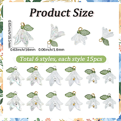 90Pcs 6 Colors Acrylic Pendants&nbsp;OACR-BM0001-03
