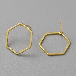 ゴールデンブラス中空幾何学スタッドピアス  六角  18x16mm&nbsp;EJEW-WH0012-127C