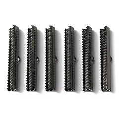 アイアン製リボンエンド  長方形  ガンメタ色  7.5x45x7mm  穴：3x1mm&nbsp;IFIN-WH0085-10A-B