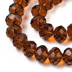 手作りガラスビーズ  ファセットロンデル  シエナ  12x8mm  穴：1mm  約72個/連&nbsp;X-G02YI064