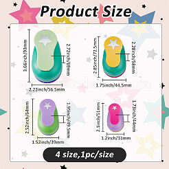 4個 4スタイル スター ABS プラスチック & 合金 クラフトパンチ 子供用 カッティングクラフト用  ミックスカラー  51~93x31~56.5x44~69mm  内径：6.5~35x9~28.5mm&nbsp;AJEW-FH0005-83