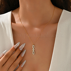 Stainless Steel Micro Pave Clear Cubic Zirconia Geometric Oval Pendant Necklaces for Women&nbsp;JD6155