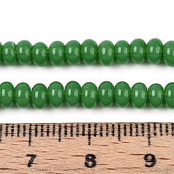 オペークスプレープリントガラスビーズ  ロンデル  シーグリーン  4x2.5mm  穴：0.7mm  約135個/連  14.96''（38センチメートル）&nbsp;GLAA-ZX008-4mm-18T
