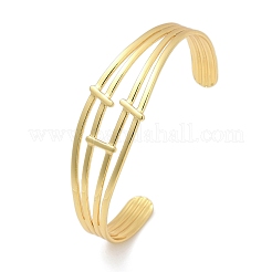 Hollow Out 304 Stainless Steel Cuff Bangles for Women&nbsp;BJEW-Z097-03G