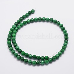 天然石マレーシアジェイドビーズ連売り  ラウンド  染め  濃い緑  6mm  穴：0.8mm  約64個/連  15インチ&nbsp;G-A146-6mm-B04
