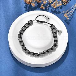 Adjustable Natural Labradorite and Non-magnetic Synthetic Hematite Braided Bead Bracelets&nbsp;BJEW-Z090-01A