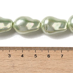 電気メッキガラス模造真珠ビーズ連売り  ナゲット  ダークシーグリーン  22.5x15.5x15mm  穴：0.8mm  約19個/連  15.87''（40.3センチメートル）&nbsp;BSHE-M035-01A-01-1