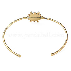 Shell Evil Eye Open Cuff Bangle with Synthetic Turquoise&nbsp;BJEW-N012-041