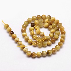 天然石タイガーアイビーズ連売り  染め＆加熱  ラウンド  ゴールド  8mm  穴：1mm  約44個/連  14.9インチ〜15.1インチ&nbsp;G-G735-23-8mm-03