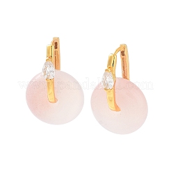 Donut Natural Agate Hoop Earrings for Women&nbsp;EJEW-E303-25G-01