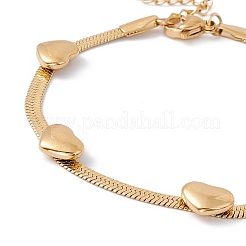 Ion Plating(IP) 304 Stainless Steel Heart Beaded Herringbone Chain Bracelet for Women&nbsp;BJEW-G656-05G