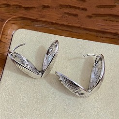 合金シェル型フープピアス  銀  26x15mm&nbsp;FS-WG5FBFD-02