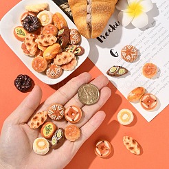 不透明樹脂模造食品デコデンカボション60個  パン  混合図形  ミックスカラー  18.5~27x13.5~21x10.5~15.5mm&nbsp;RESI-YW0004-53