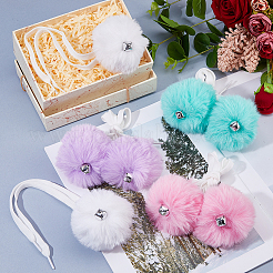 4 Pairs 4 Colors Roller Skate Pom Poms with Alloy Bell Charm and Polyester Cord&nbsp;FIND-FH0017-38
