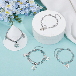 女性用合金マルチ連ブレスレット4個、2スタイル  プラチナ  プラチナ  6-3/47-1/8インチ（17~18cm）  2個/スタイル&nbsp;BJEW-SC0001-59