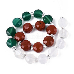 Natural Red Agate & Green Agate & Red Jasper Beads Strands&nbsp;G-T144-19B-01